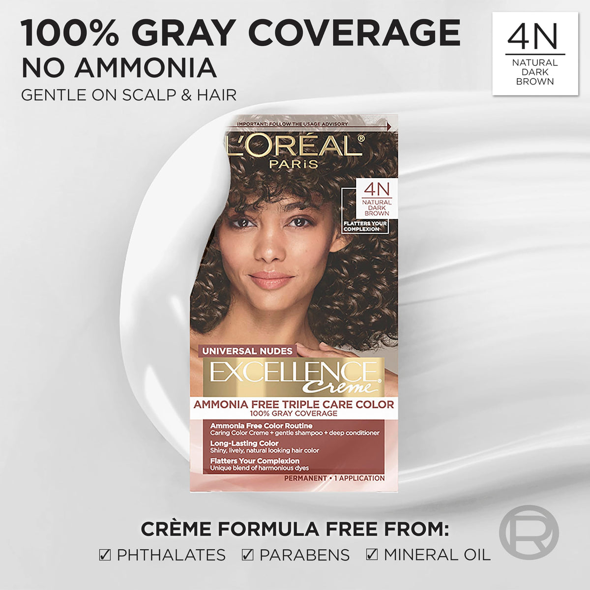 L'Oreal Paris Excellence Universal Nudes packaging with hair dye kit