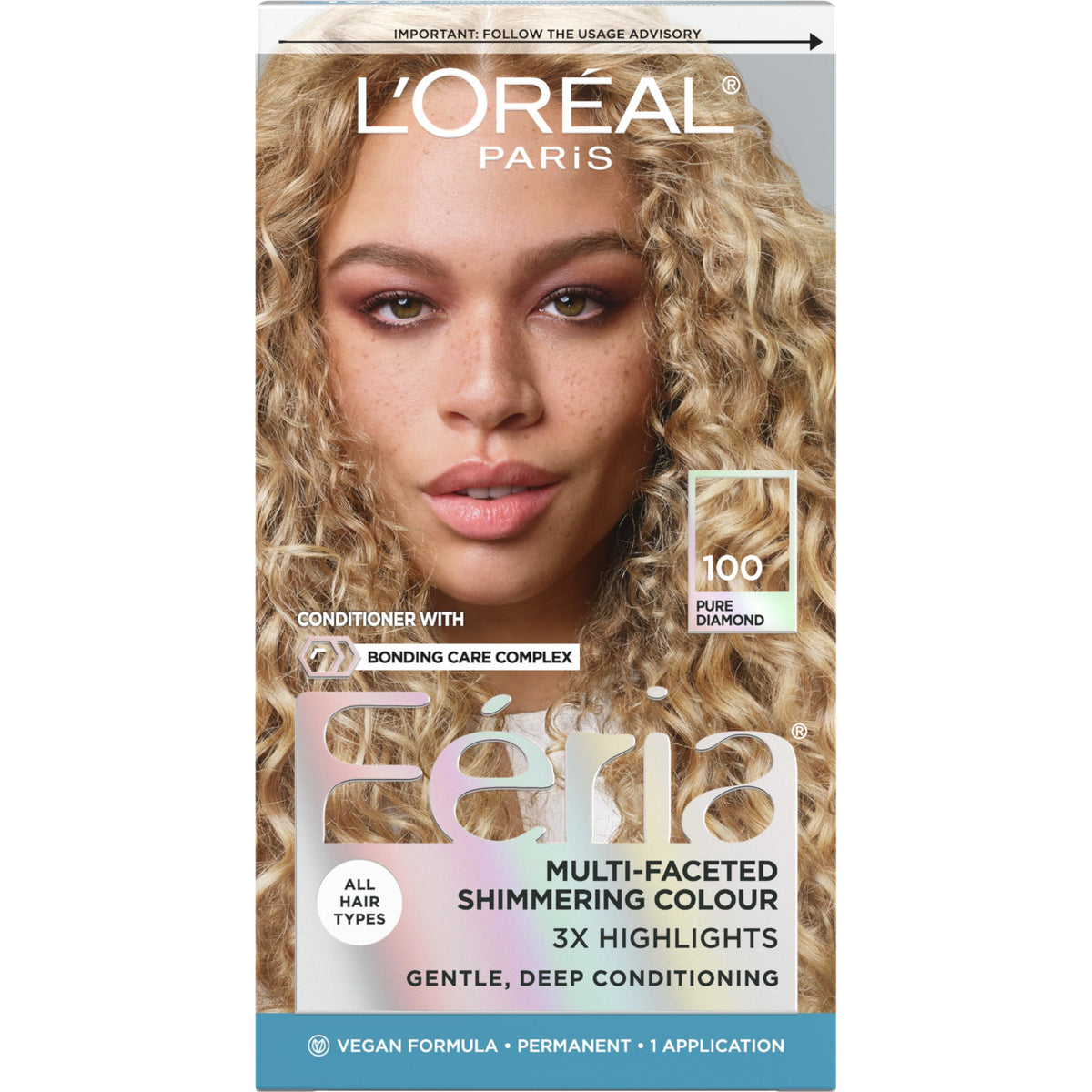 L'Oreal Paris Feria 100 Pure Diamond Hair Colour kit front view