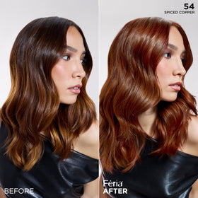 L'Oreal Paris Feria 54 Spiced Copper hair colour on model