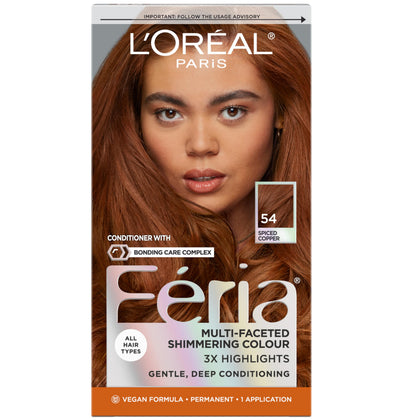L'Oreal Paris Feria 54 Spiced Copper hair dye kit front view