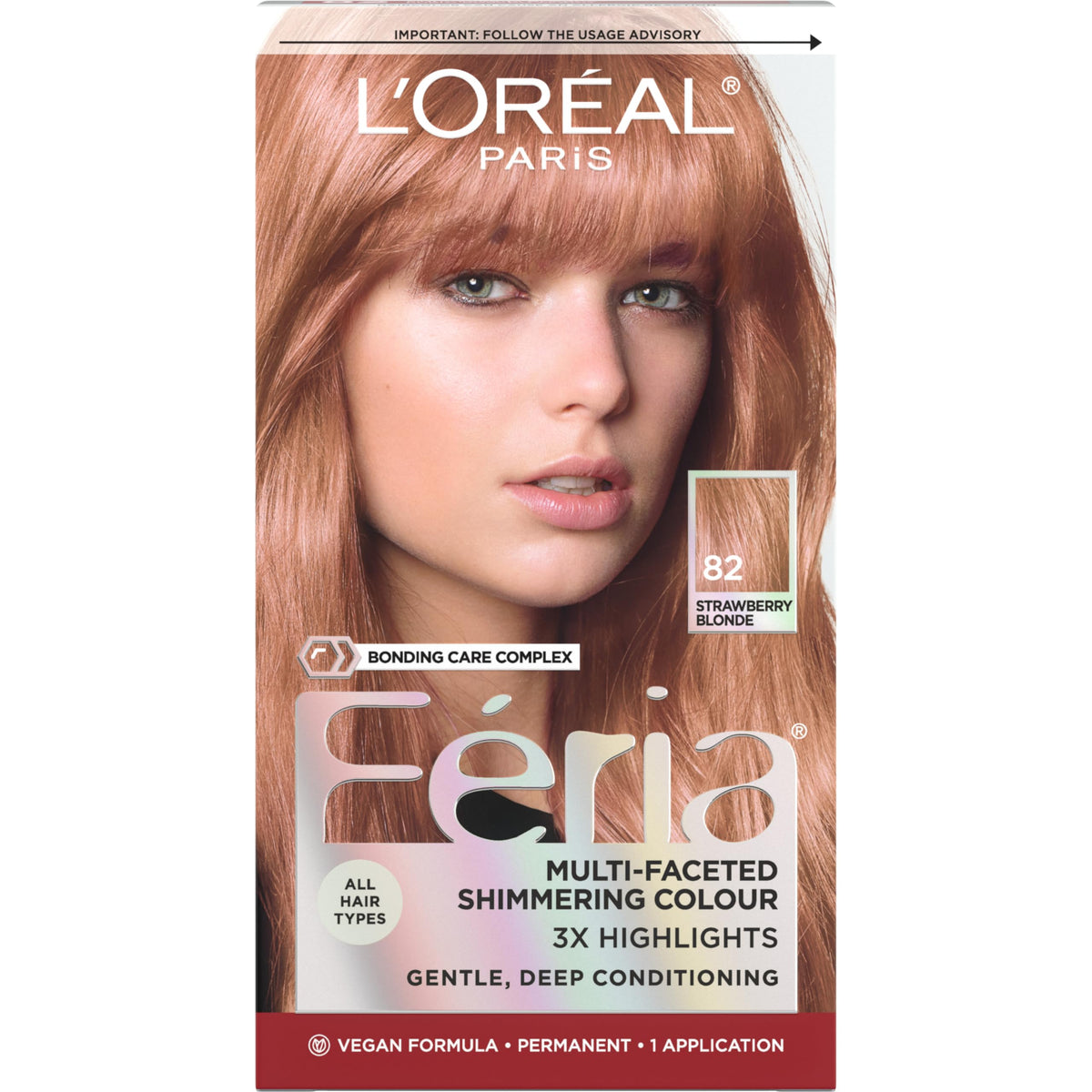 L'Oreal Paris Feria Hair Colour Kit 82 Strawberry Blonde front view