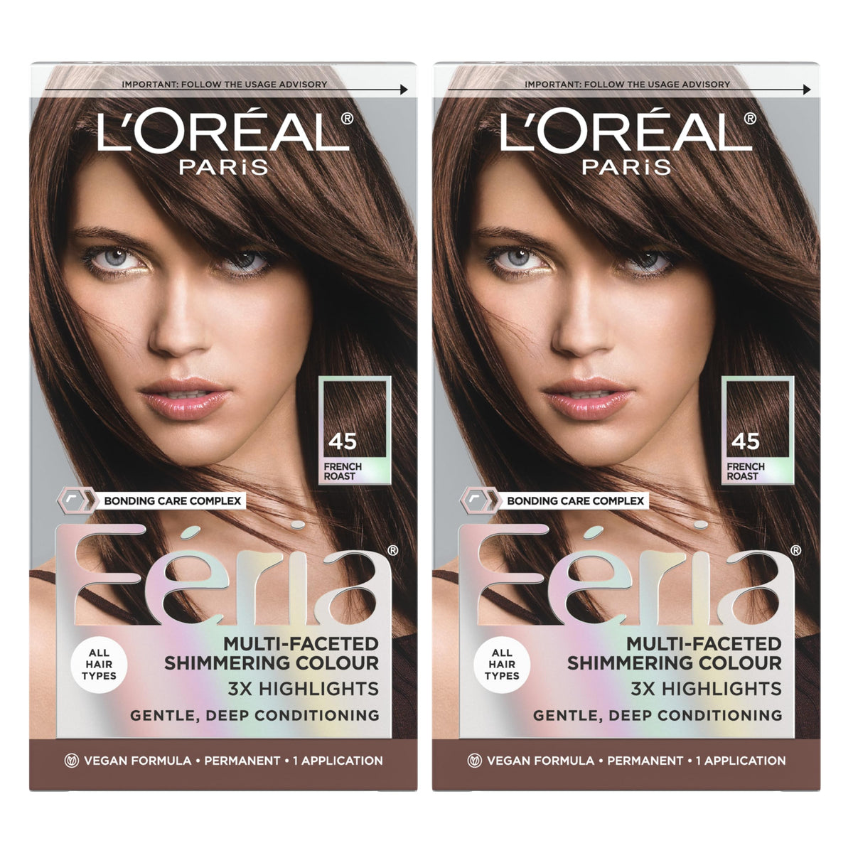 L'Oreal Paris Feria Hair Colour Kit front view, French Roast shade