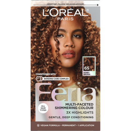 L'Oreal Paris Feria Hair Colour kit front view with Honey Brown shade