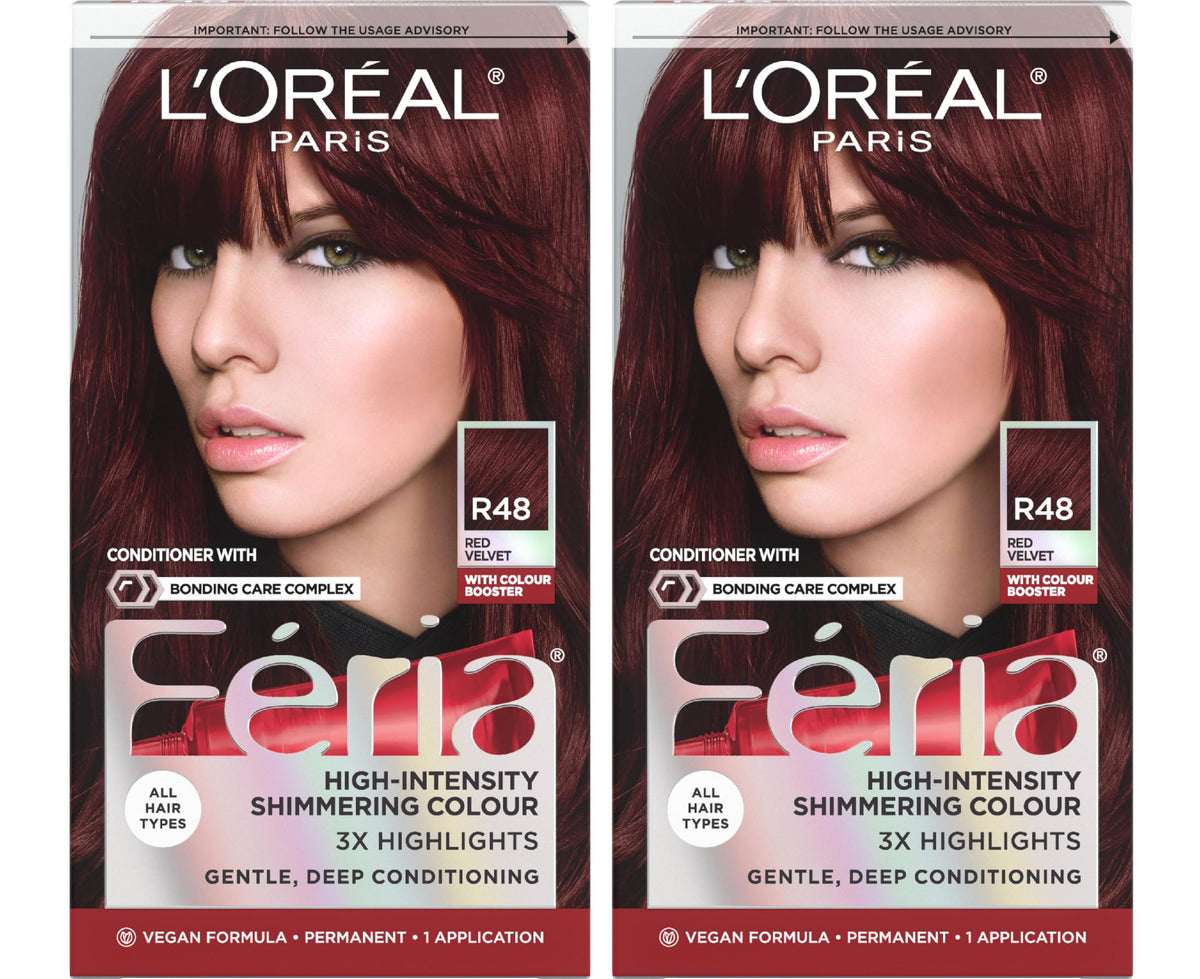 L'Oreal Paris Feria Hair Dye Kit Pack of 2 R48 Intense Deep Auburn front view