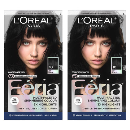 L'Oreal Paris Feria Jet Black Hair Colour kit front view