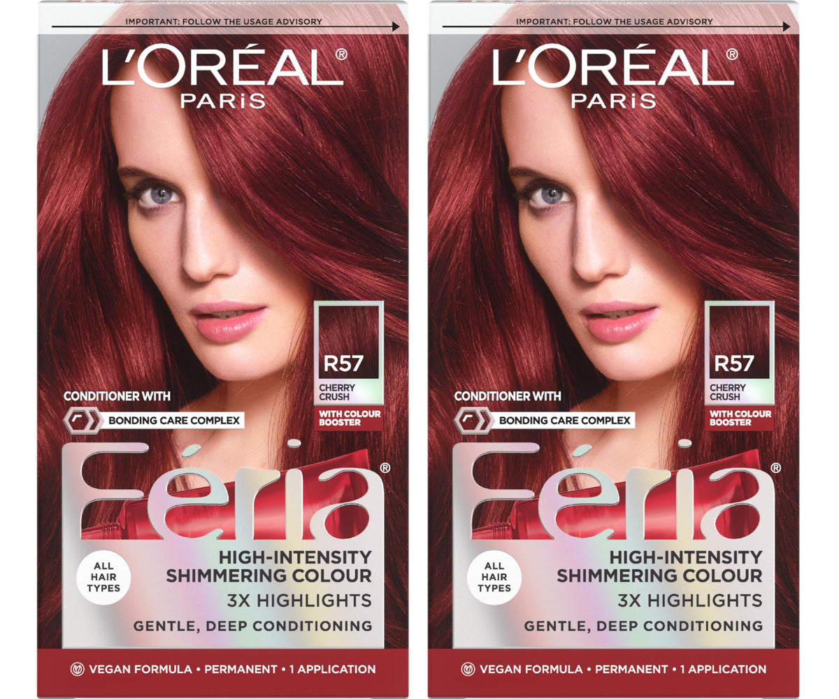 L'Oreal Paris Feria R57 Intense Medium Auburn Hair Colour Kit front view