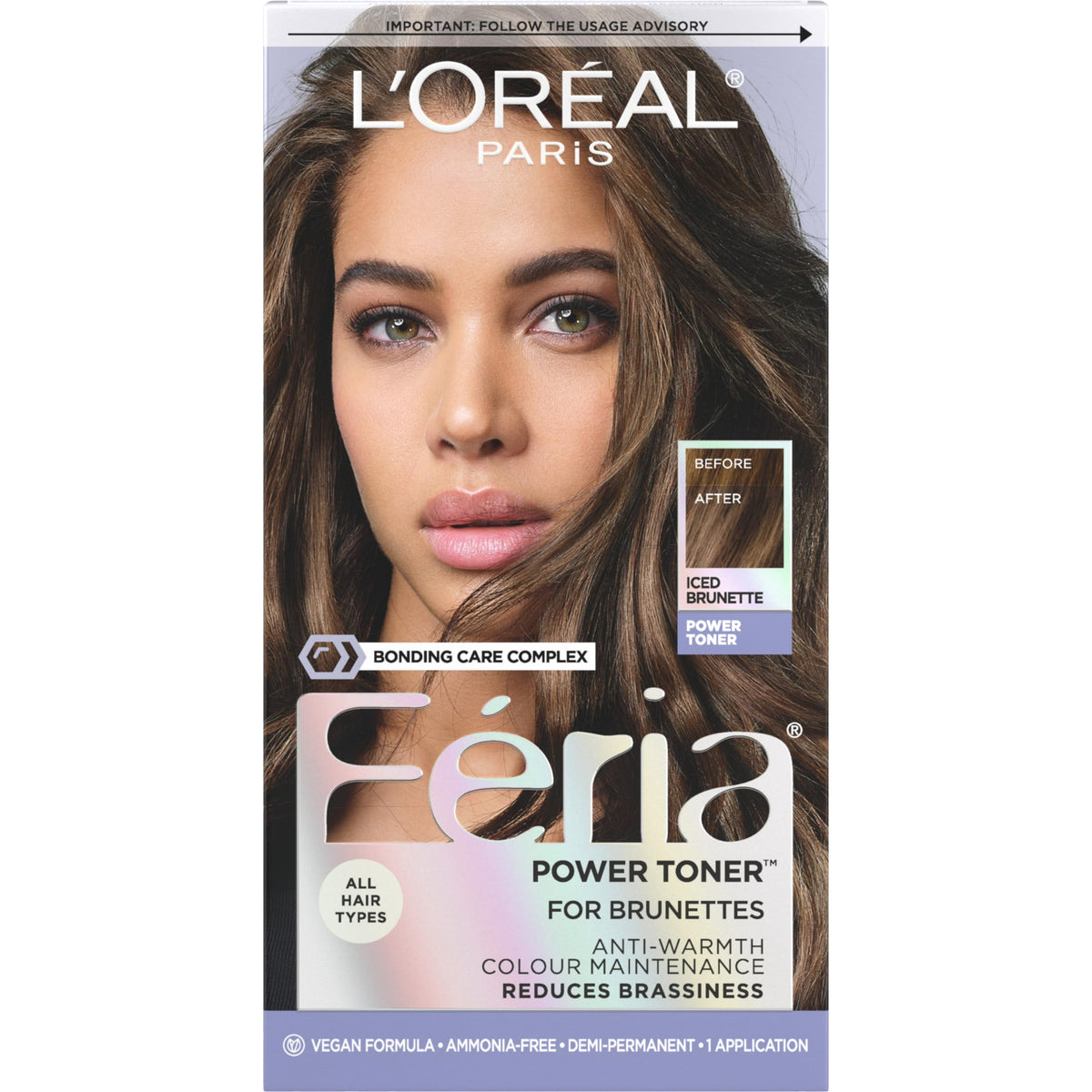 L'Oreal Paris Feria Toner Iced Brunette kit front view