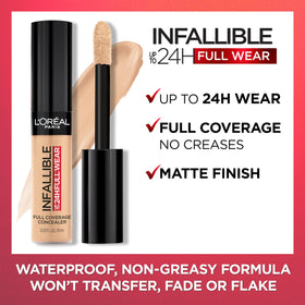 L'Oreal Paris Full Wear Concealer on vanity with makeup tools
