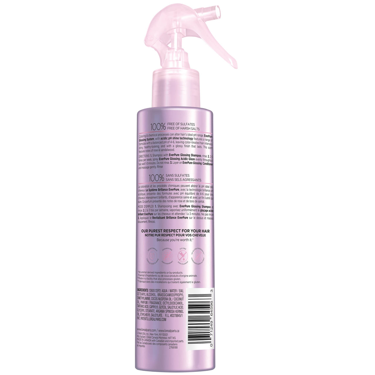 L'Oreal Paris Glossing In Shower Acidic Glaze with shampoo and conditioner
