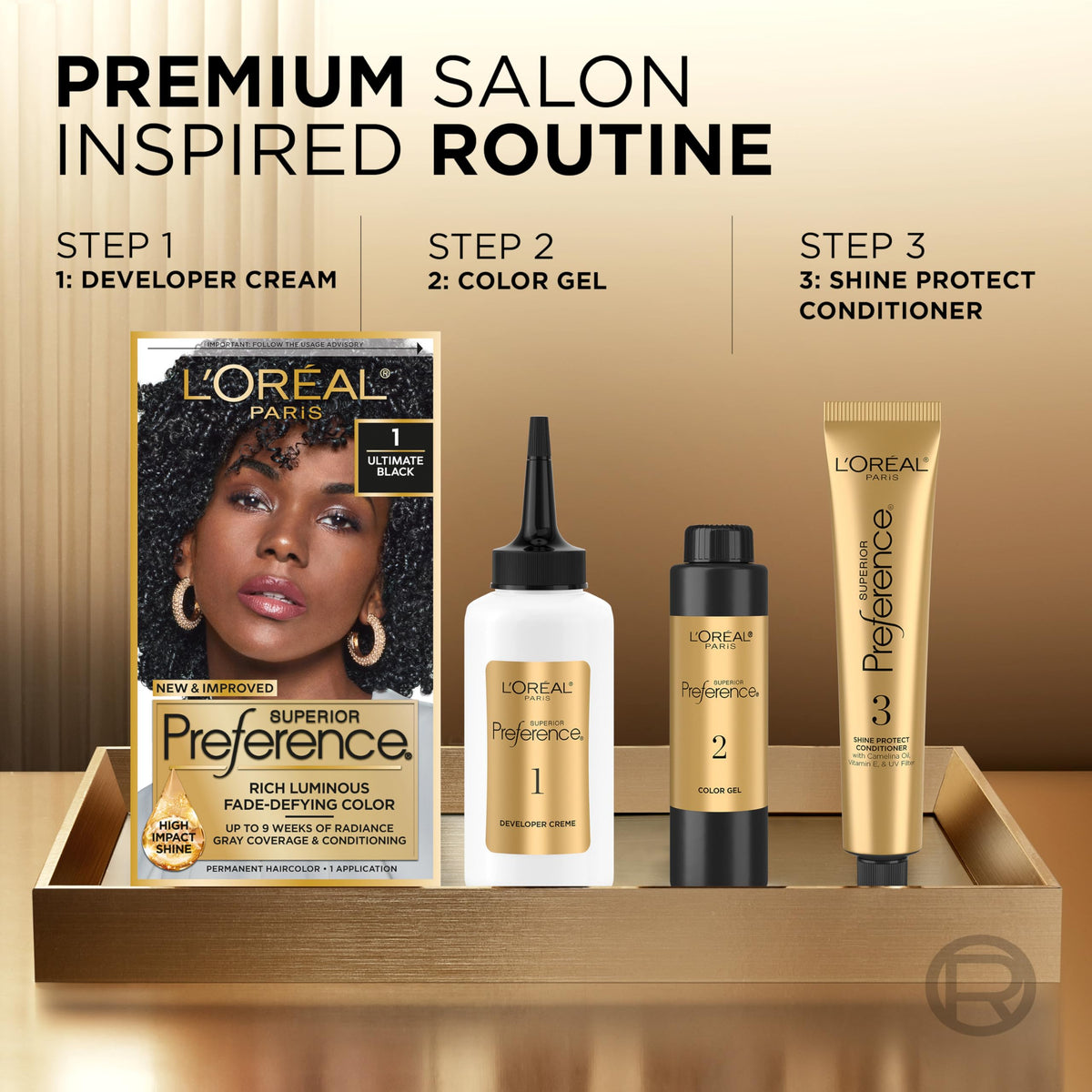 L'Oreal Paris Hair Colour Kit contents including Colour Gel and Developer Crème