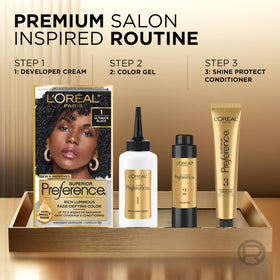 L'Oreal Paris Hair Colour Kit contents including Colour Gel and Developer Crème