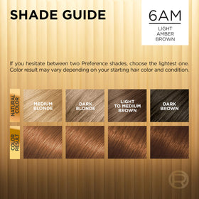 L'Oreal Paris Hair Colour Kit packaging showing 6AM Light Amber Brown shade