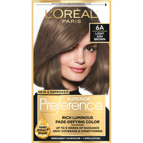 L'Oreal Paris Hair Dye Kit Light Ash Brown 6A front view with packaging