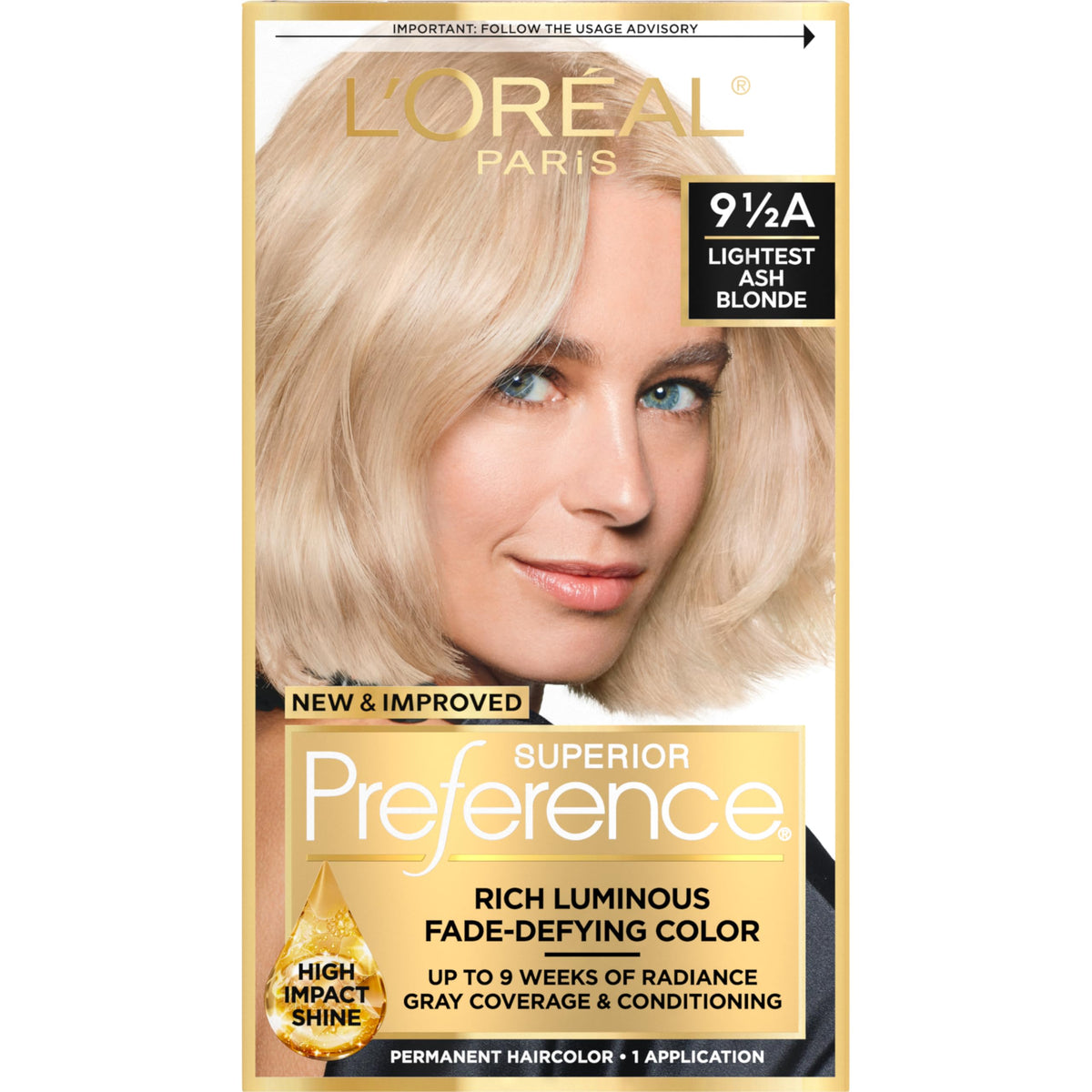 L'Oreal Paris Hair Dye Kit Lightest Ash Blonde 9.5A front view
