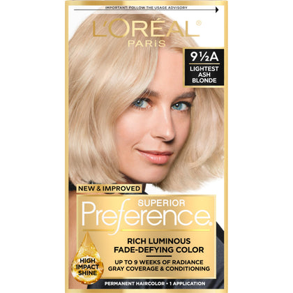 L'Oreal Paris Hair Dye Kit Lightest Ash Blonde 9.5A front view