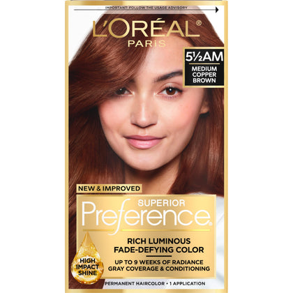 L'Oreal Paris Hair Dye Medium Amber Copper Brown 5.5AM front view