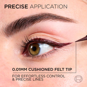 L'Oreal Paris Haute Precision Liquid Eyeliner showing the 0.01 MM felt tip