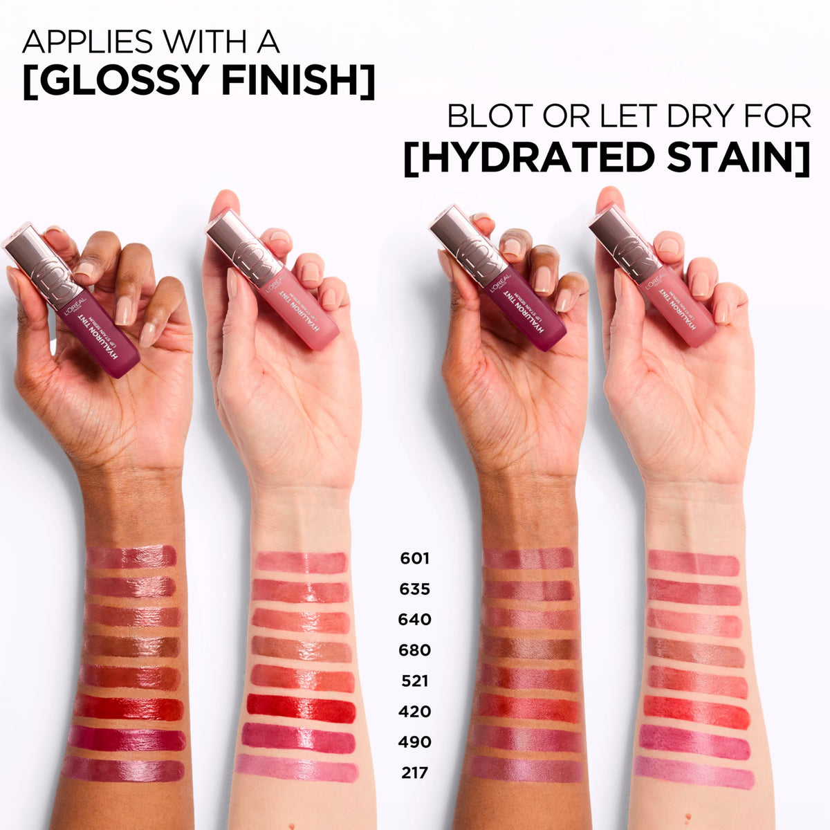 L'Oreal Paris Hyaluron Tint Lip Stain Serum 635 on lips