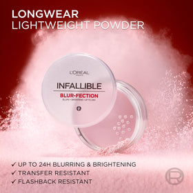 L'Oreal Paris Infallible Blur-fection Loose Setting Powder application on skin