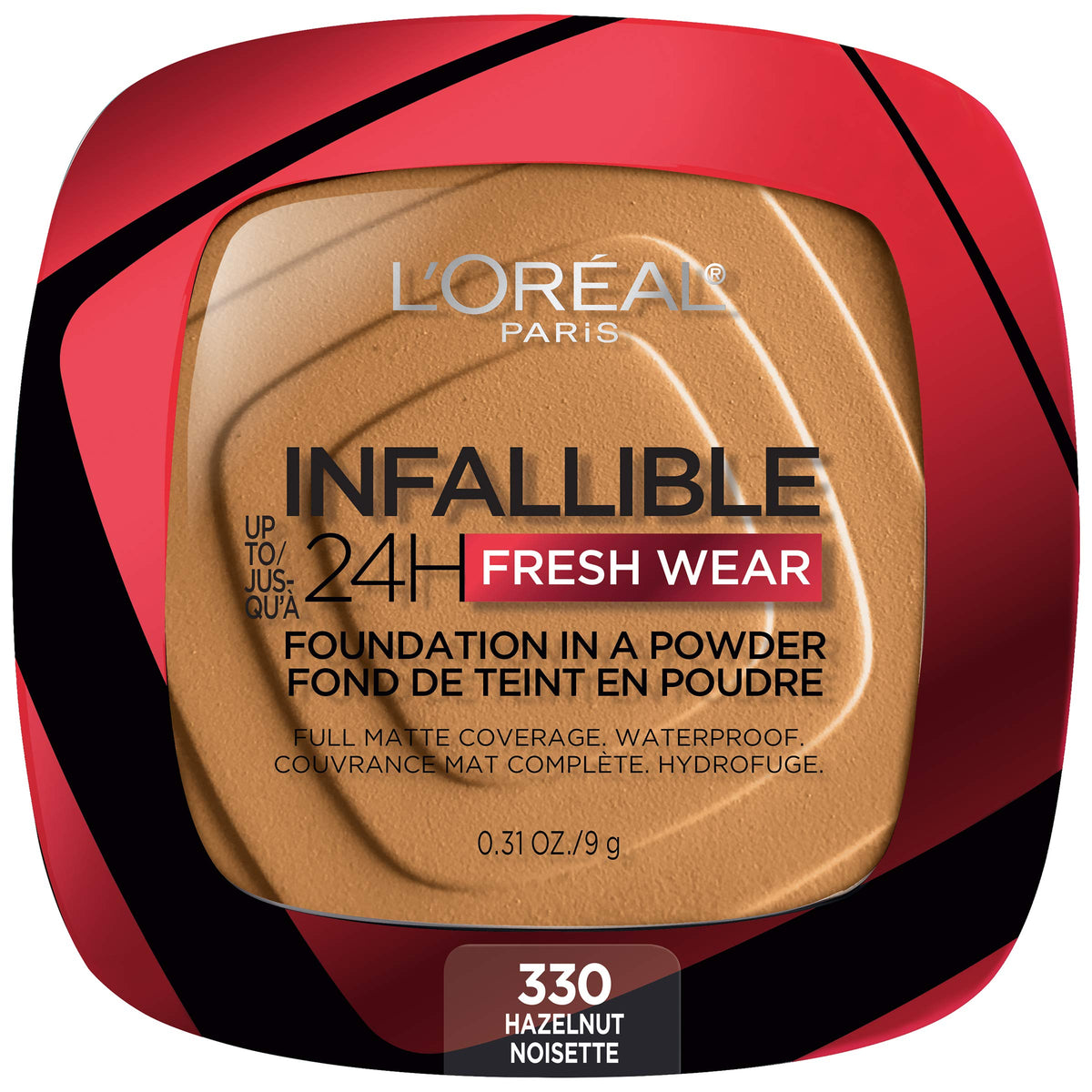 L'Oreal Paris Infallible Fresh Wear Powder Foundation in Hazelnut front view