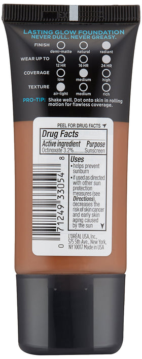 L'Oreal Paris Infallible Pro Glow Foundation Cocoa back view