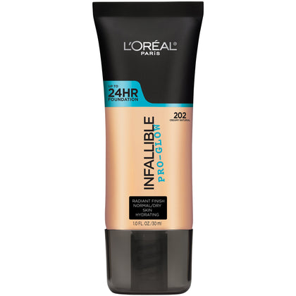 L'Oreal Paris Infallible Pro-Glow Foundation front view, Creamy Natural