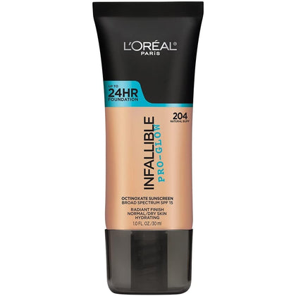 L'Oreal Paris Infallible Pro Glow Foundation front view with packaging