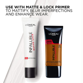 L'Oreal Paris Infallible Pro-Matte Foundation Nude Buff with makeup application