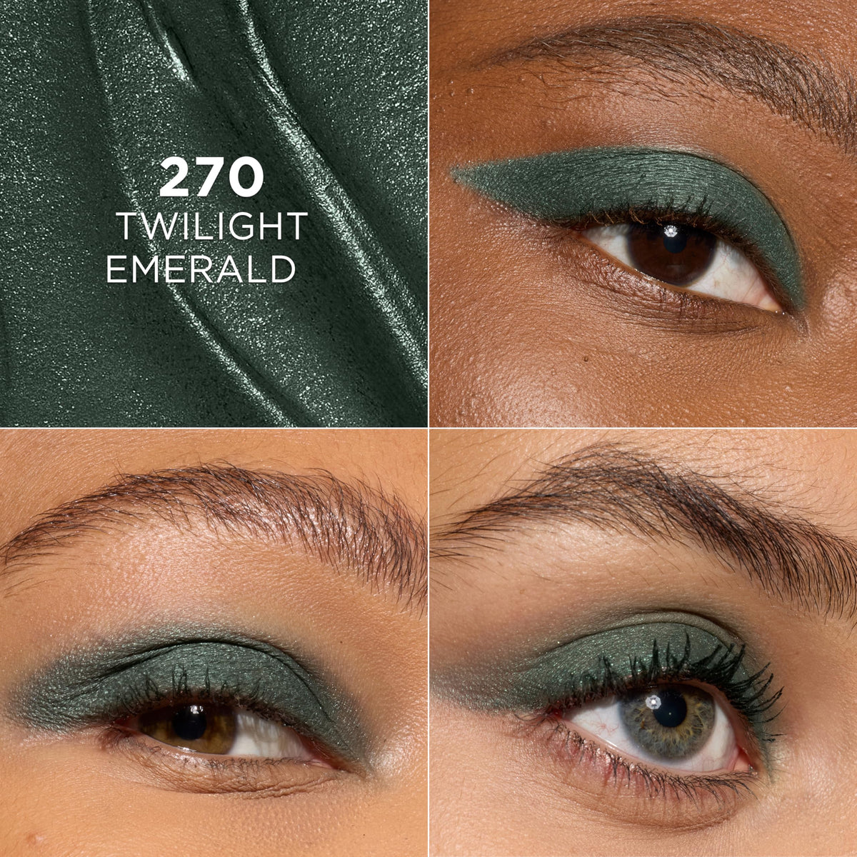 L'Oreal Paris Le Shadow Stick Eyeshadow 270 Twilight Emerald with makeup brush