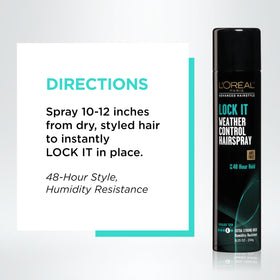 L'Oreal Paris LOCK IT Hairspray lifestyle use on styled hair