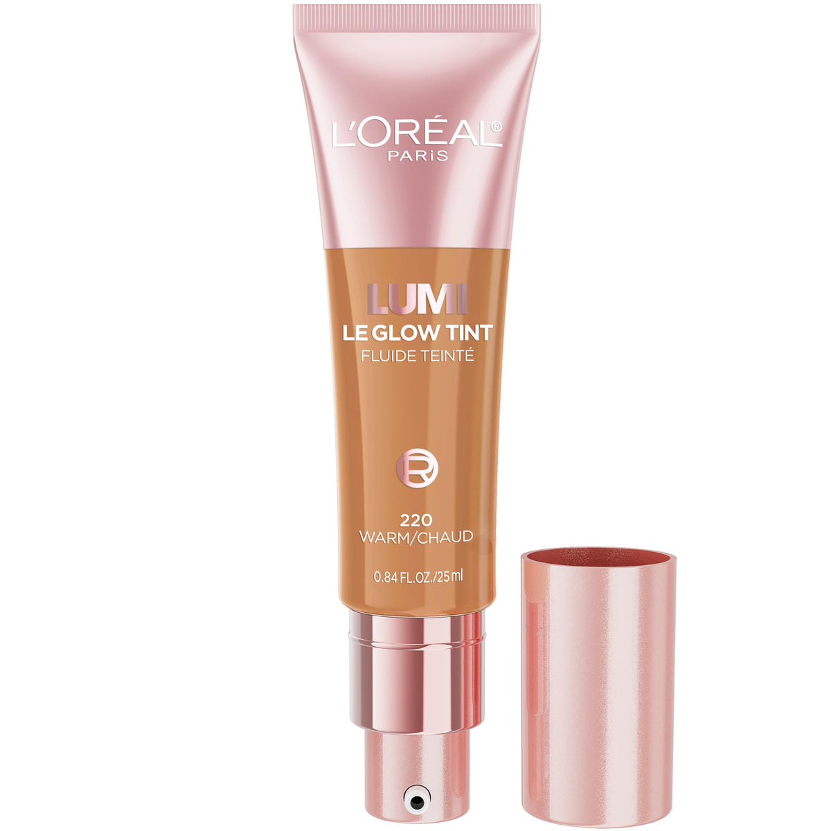 L'Oreal Paris Lumi Le Glow Skin Tint front view with warm 220 shade
