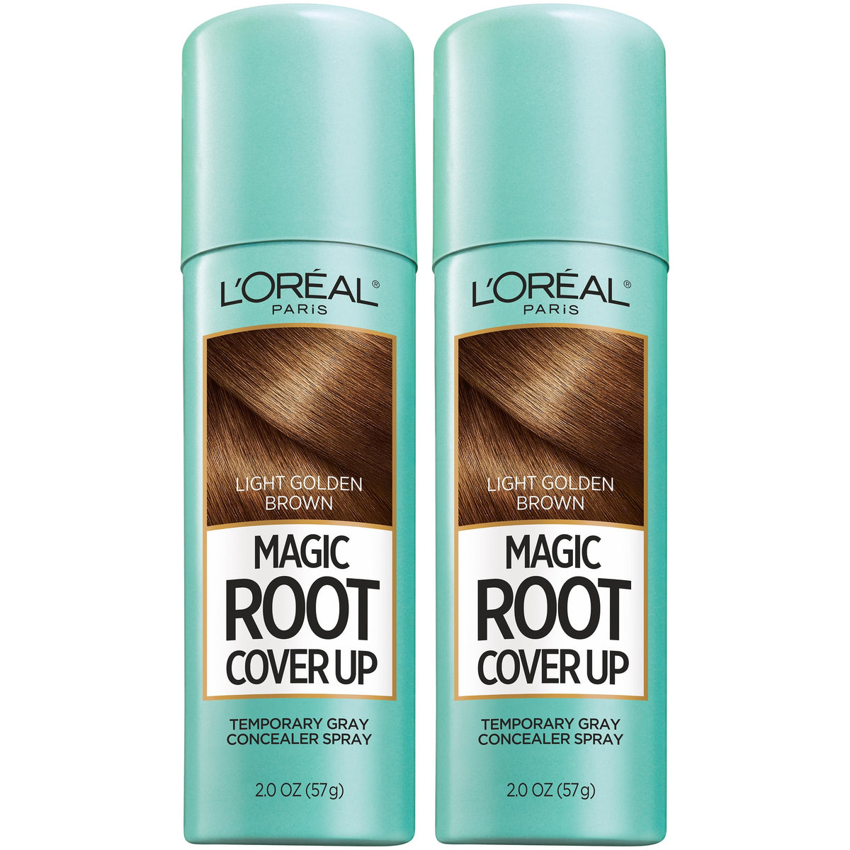 L'Oreal Paris Magic Root Cover Up Gray Hair Spray front view, Light Golden Brown