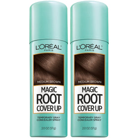 L'Oreal Paris Magic Root Cover Up Gray Hair Spray front view, Medium Brown
