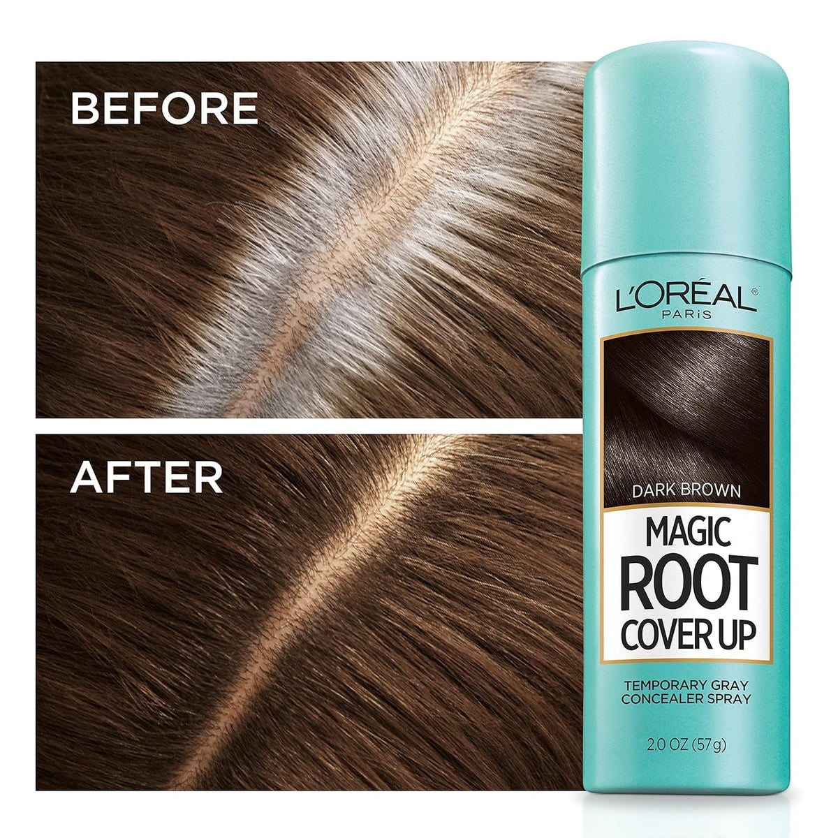 L'Oreal Paris Magic Root Cover Up Spray Medium Brown 6 oz packaging
