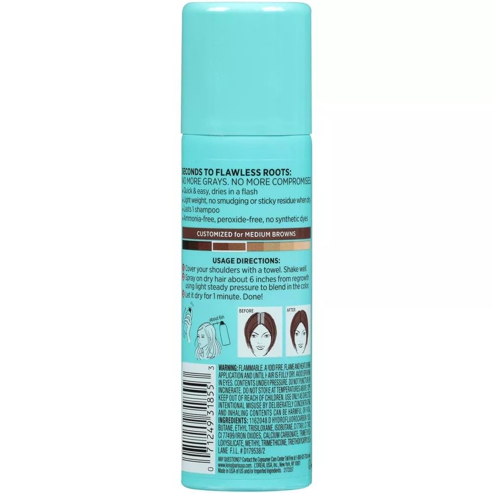 L'Oreal Paris Magic Root Cover Up Spray Medium Brown 6 oz side view