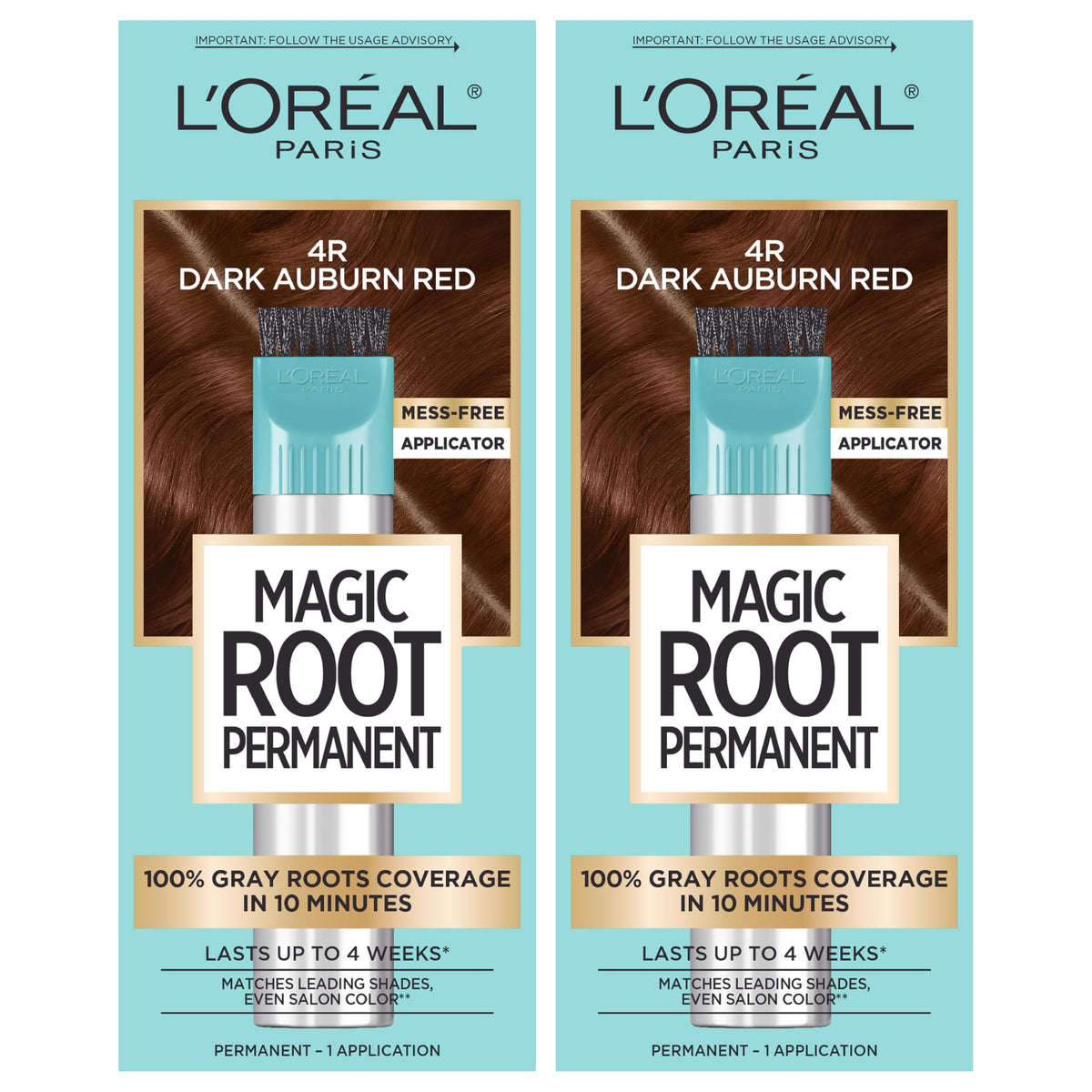 L'Oreal Paris Magic Root Hair Color Kit 4R Dark Auburn Red front view