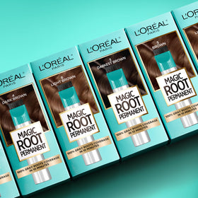 L'Oreal Paris Magic Root Hair Color Kit application process with precision brush