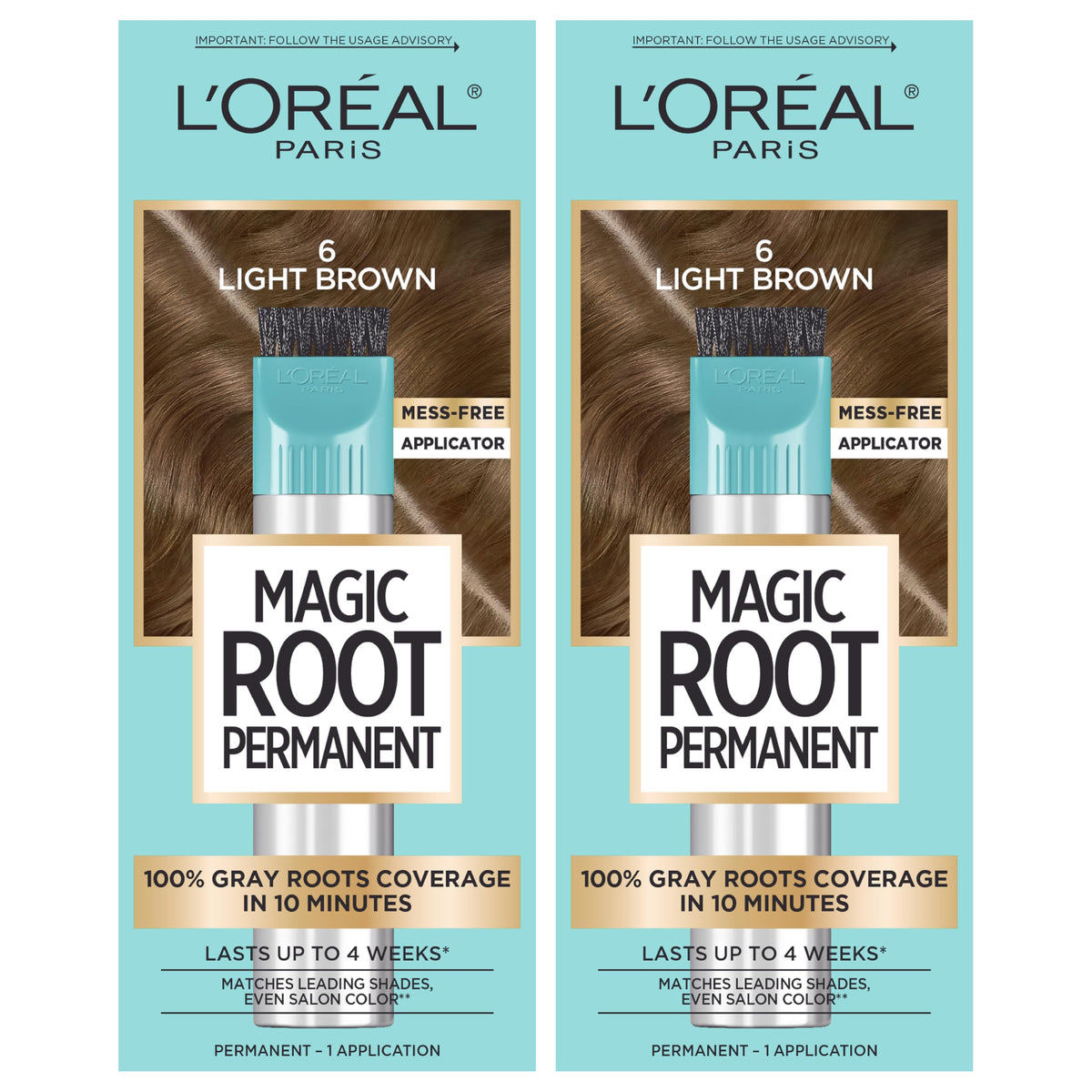 L'Oreal Paris Magic Root Hair Colour Kit 6 Light Brown front view