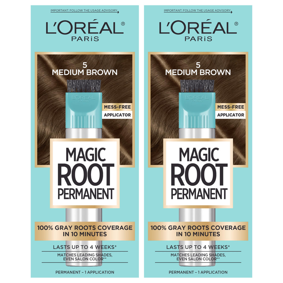 L'Oreal Paris Magic Root Permanent Hair Color Kit front view, 5 Medium Brown