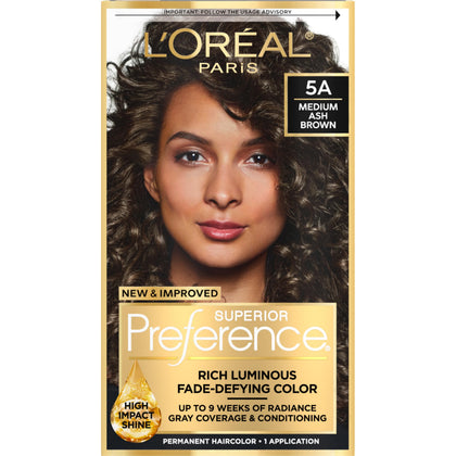 L'Oreal Paris Medium Ash Brown 5A hair dye kit front view