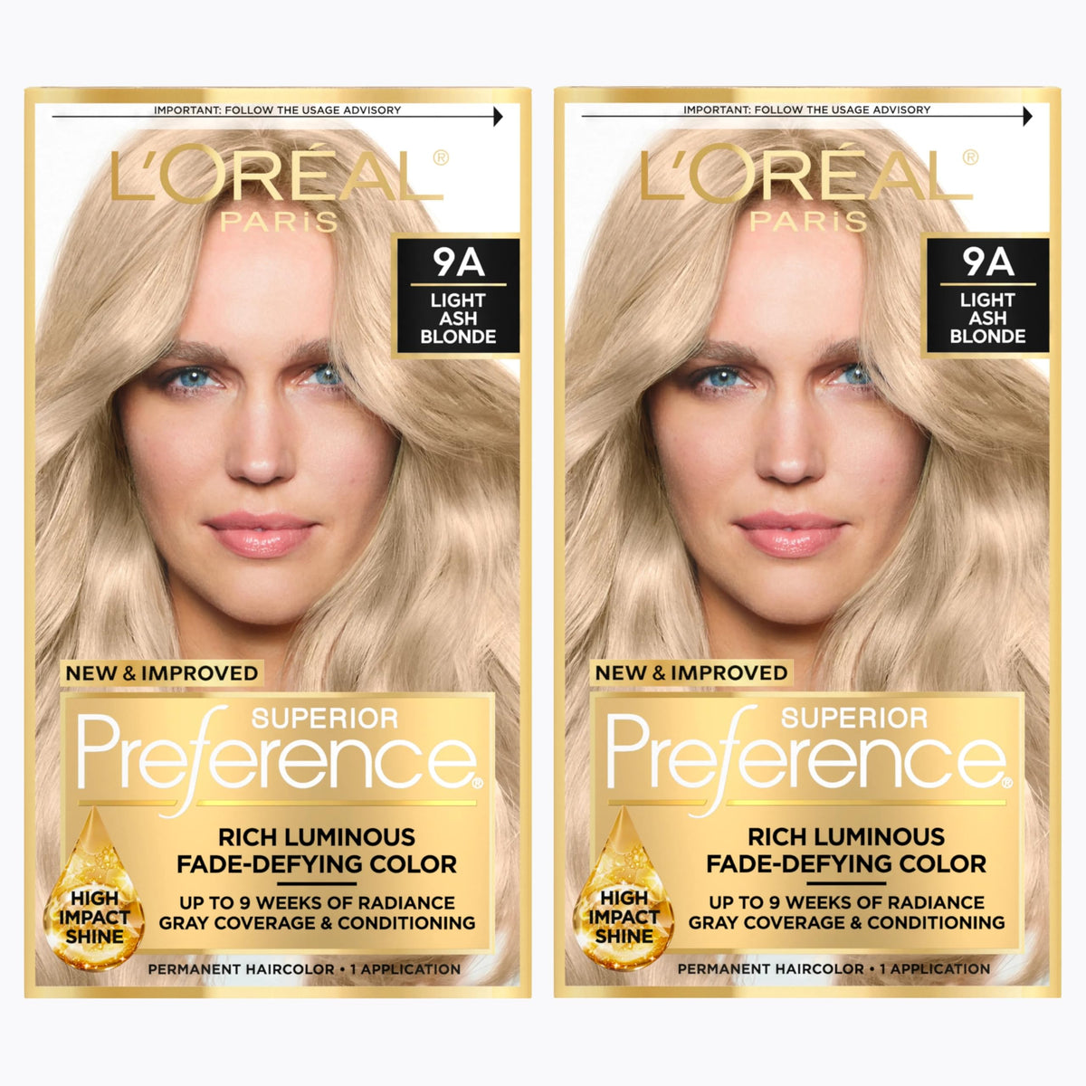 L'Oreal Paris Permanent Hair Color Kit Light Ash Blonde 9A front view
