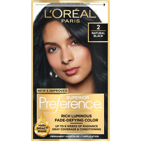 L'Oreal Paris Permanent Hair Colour Kit Natural Black 2 front view