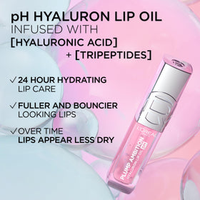 L'Oreal Paris Plump Ambition Lip Oil in use with makeup