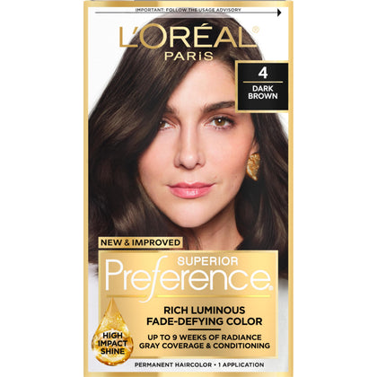 L'Oreal Paris quality Preference Dark Brown 4 hair colour kit front view