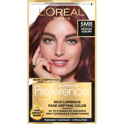 L'Oreal Paris quality Preference Hair Colour 5MB Medium Auburn packaging front view