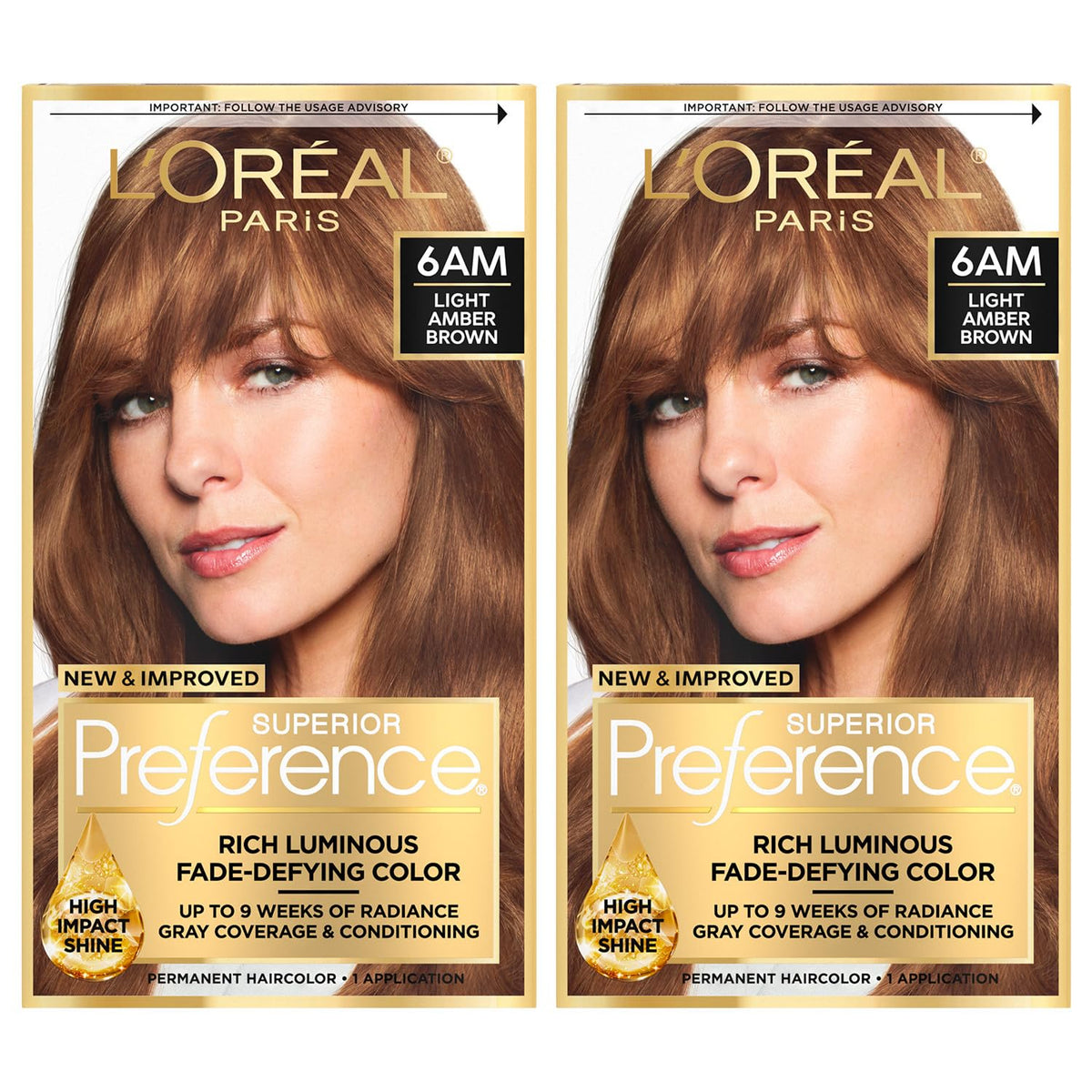 L'Oreal Paris quality Preference Hair Colour Kit 6AM Light Amber Brown front view