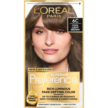 L'Oreal Paris quality Preference Hair Colour Kit Cool Light Brown 6C front view