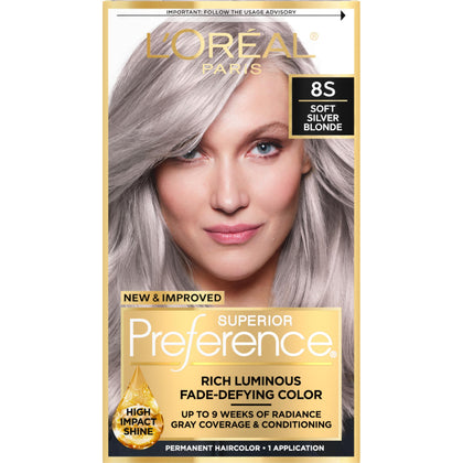 L'Oreal Paris quality Preference Hair Colour Kit Light Silver Blonde 8S front view