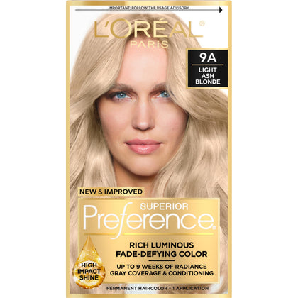 L'Oreal Paris quality Preference Hair Colour Light Ash Blonde 9A front view