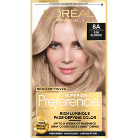 L'Oreal Paris quality Preference Hair Dye Ash Blonde 8A front view